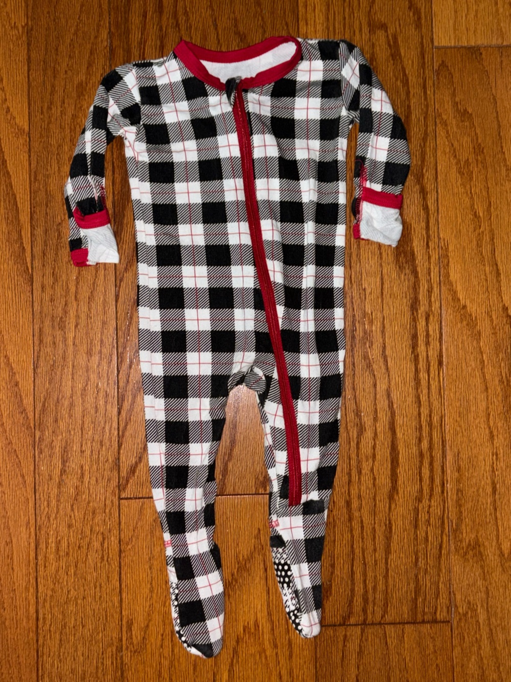 Kickee Pants Black & White Buffalo Plaid Bamboo Footie